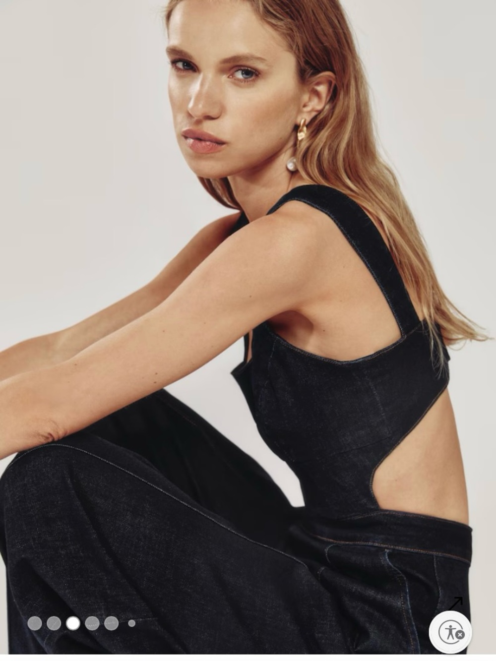 Reiss Denim Wide-Leg High-Waist Jumpsuit Jeans - Picture 3 of 6